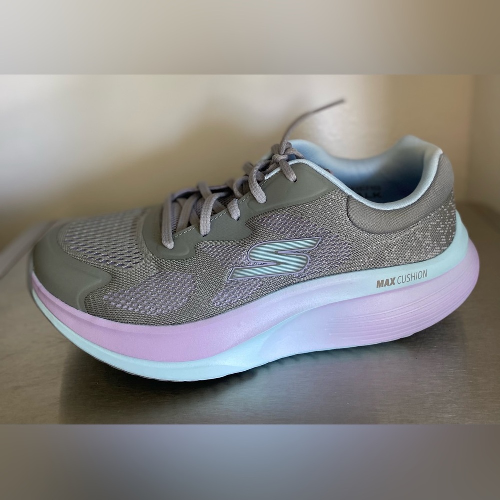 SKECHERS GO WALK MAX WALKER Women's Gray and Lavender Athletic Shoes - Picture 11 of 15